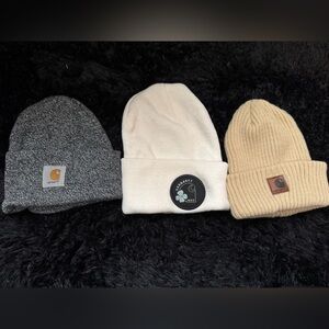 Carhartt Beanie Trio - Beige, Off-White, Charcoal